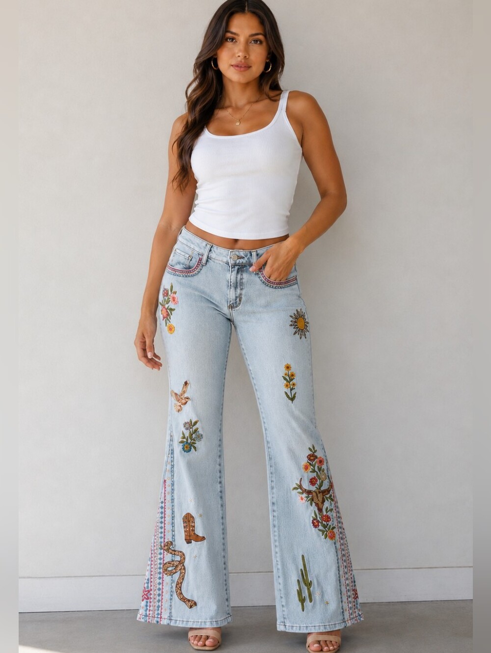 NWT Driftwood Fab Farrah Flare Jeans 31x32 Dessert Hallucination Western Boho